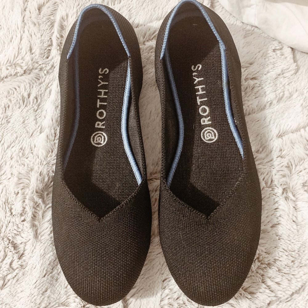 Rothys Black The Flat Round Tie Size 10